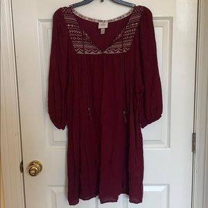 Embroidered burgundy tunic